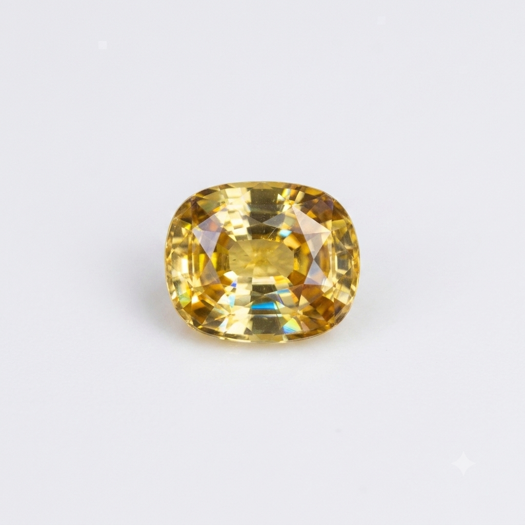 Top Quality IGI Natural Yellow Zircon 3.99 Ct Cushion Cut Transparent Gems