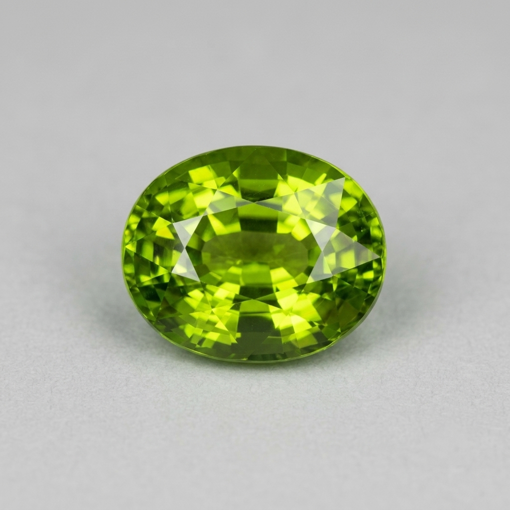 Natural Vivid Apple Green Peridot 13.72 Ct Oval Cut Pakistan loose Gemstone