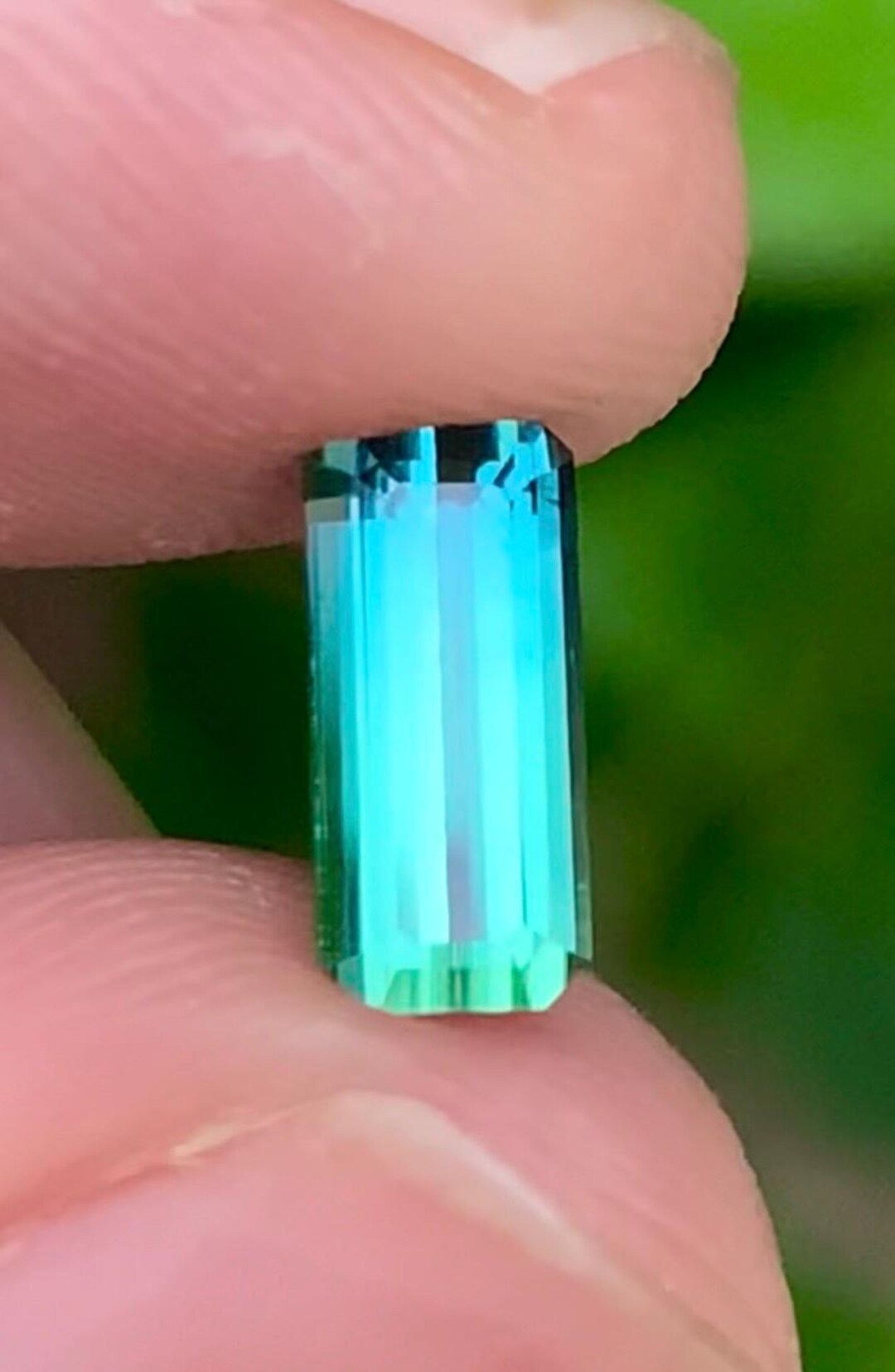 Bi-Color Tourmaline 1.00ct Emerald cut (faceted) — Natural Blue & Green Gemstone - photo 1