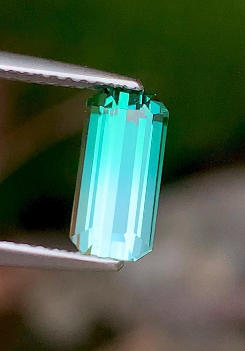 Bi-Color Tourmaline 1.55ct Emerald cut (faceted) — Natural Bi-color (pink and green) Gemstone - photo 2