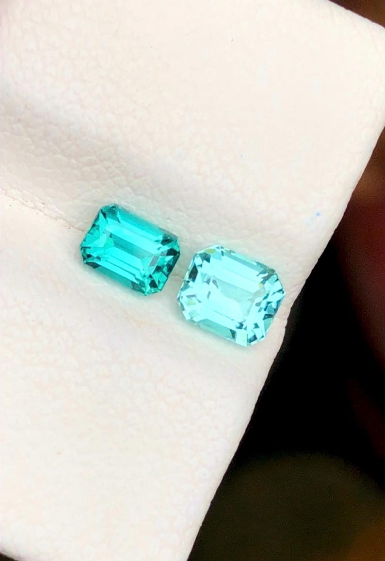 Tourmaline 1.20ct Emerald-cut (faceted) — Natural Lagoon & Seafoam Blue Gemstone - photo 3