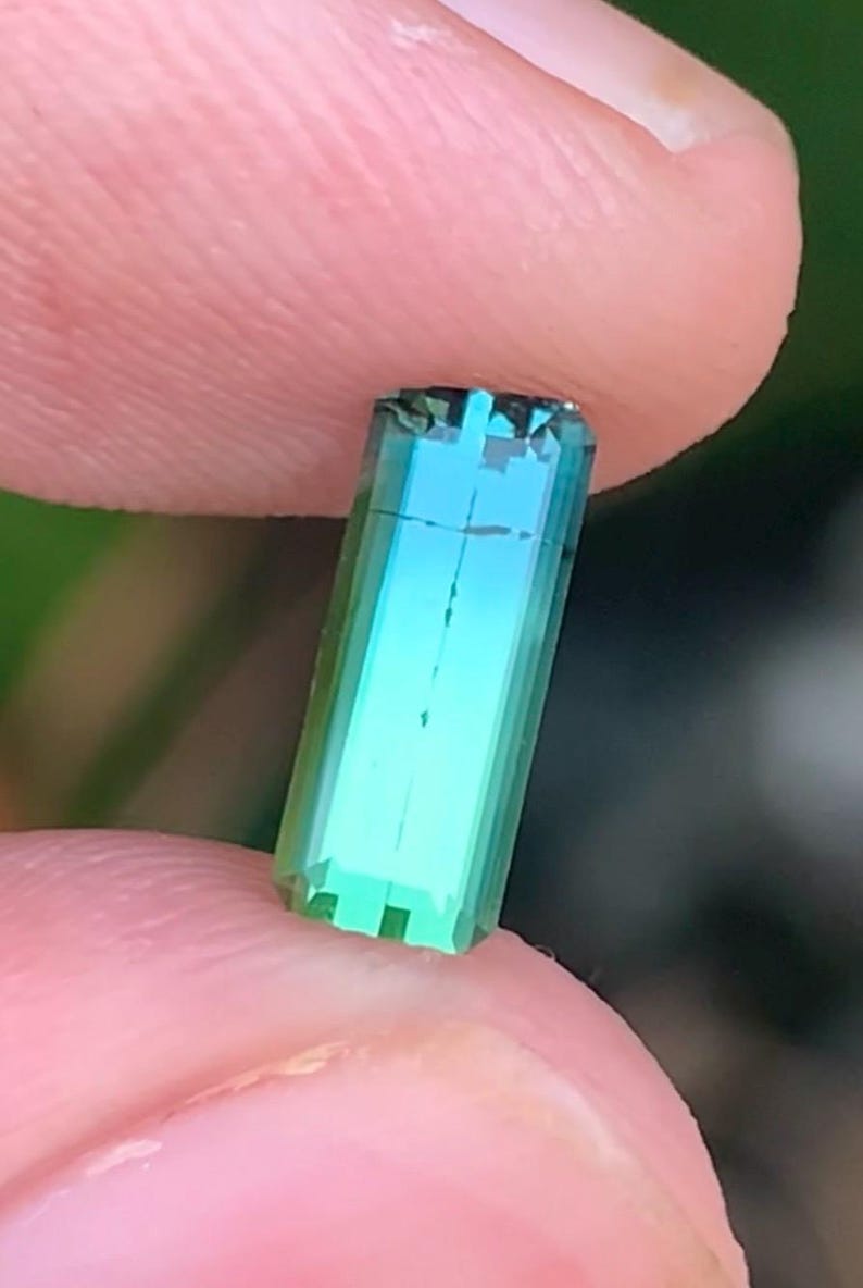 Bi-Color Tourmaline 0.95ct Faceted (rectangular) — Natural Blue & Green Gemstone - photo 2