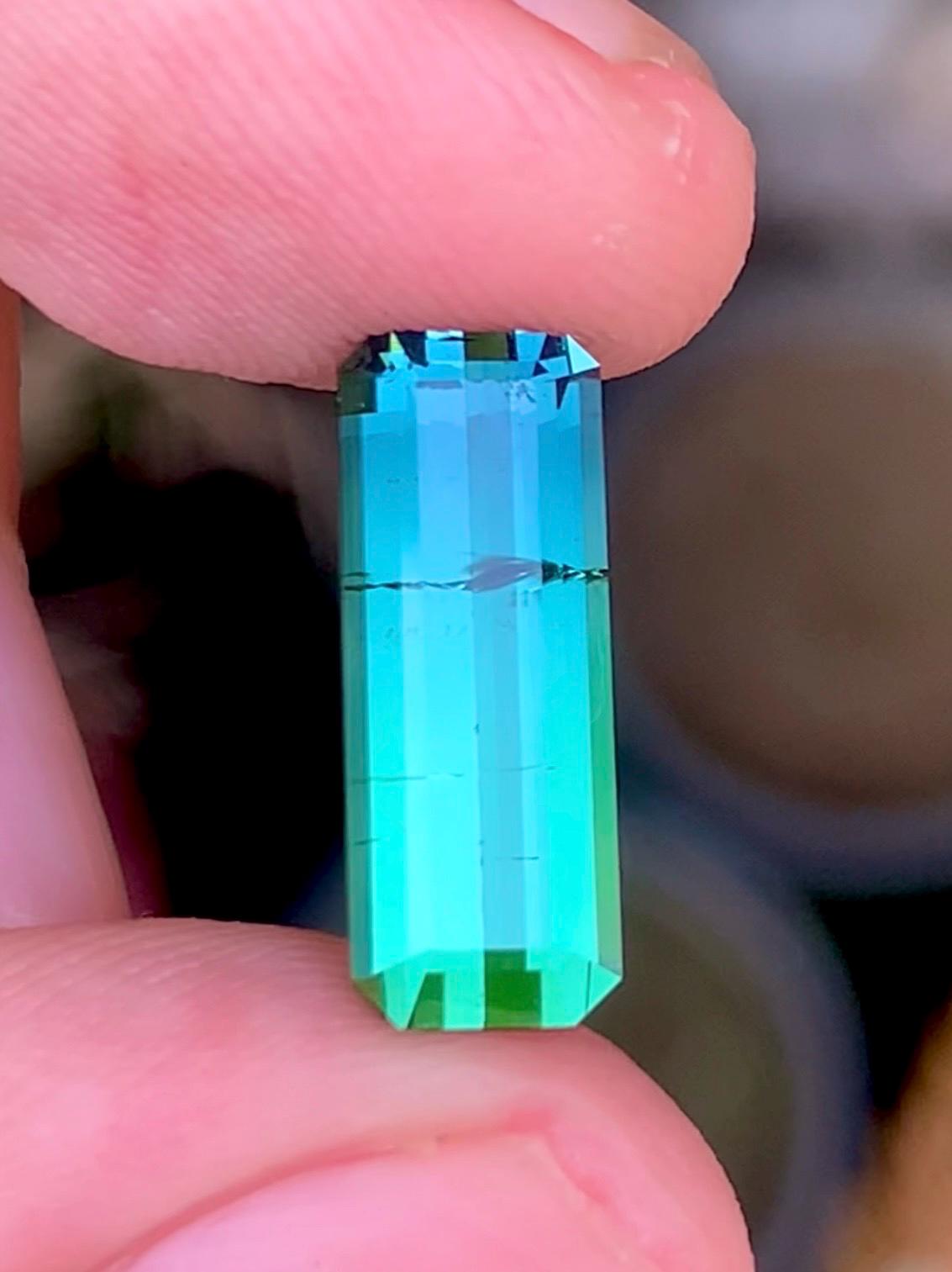 Bi-Color Tourmaline 3.05ct emerald-cut — Natural Blue & Green Gemstone - photo 2