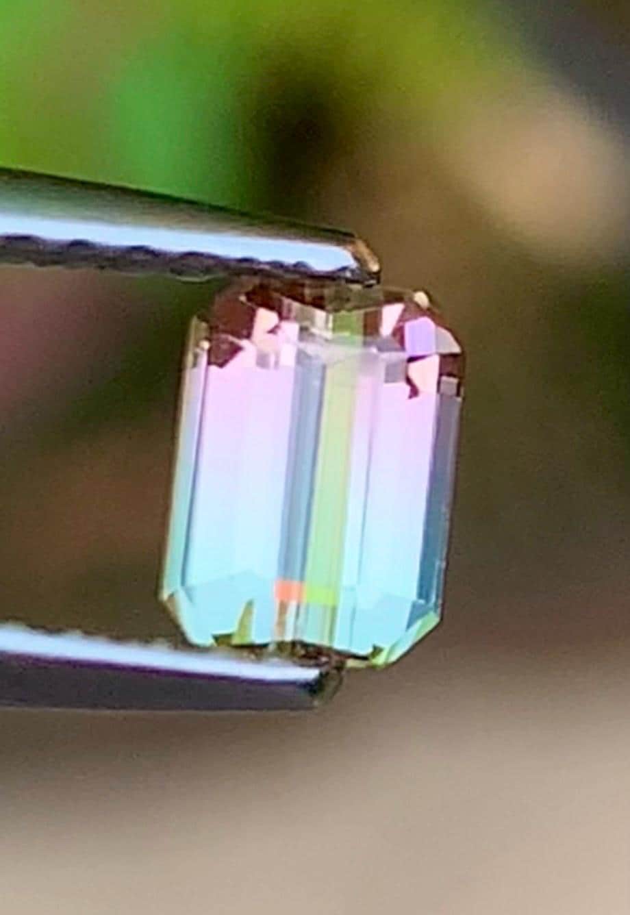 Bi-Color Tourmaline 0.60ct Emerald cut — Natural Bi-colour pink & green Gemstone - photo 1