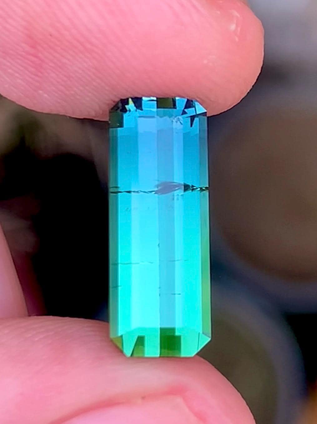 Bi-Color Tourmaline 3.05ct emerald-cut — Natural Blue & Green Gemstone - photo 1