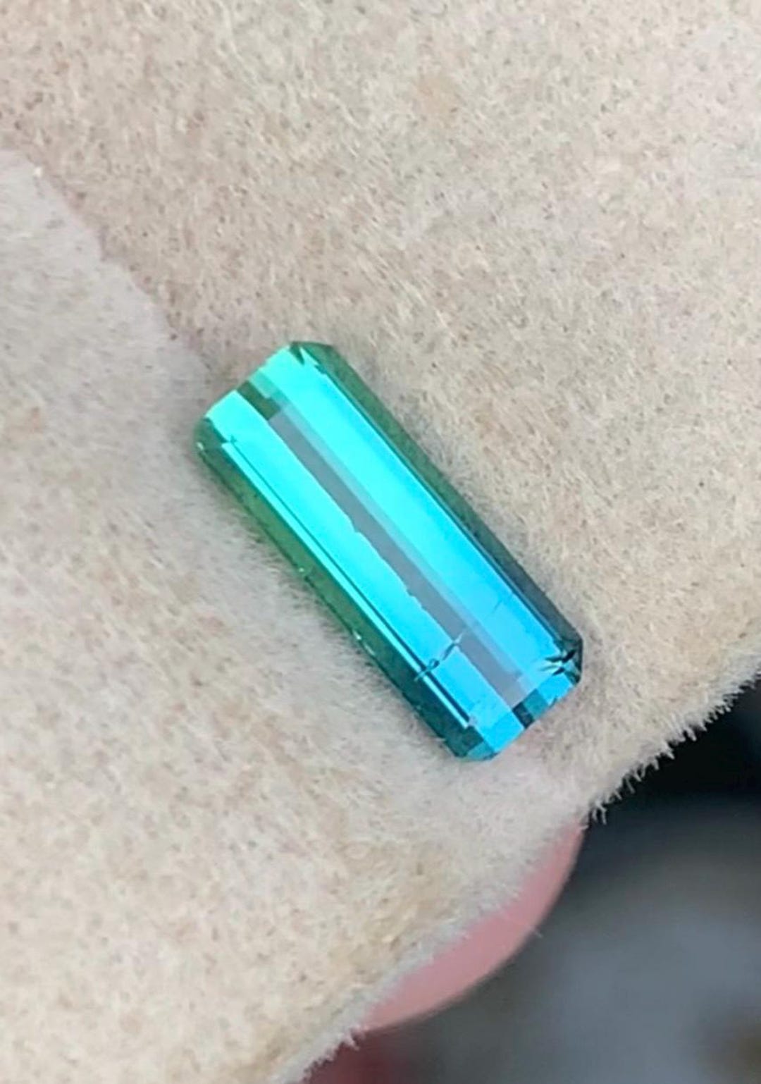Bi-Color Tourmaline 0.95ct Faceted (rectangular) — Natural Blue & Green Gemstone - photo 1