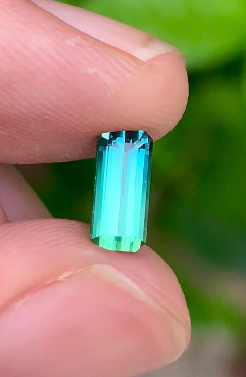 Bi-Color Tourmaline 1.00ct Emerald cut (faceted) — Natural Blue & Green Gemstone - photo 4