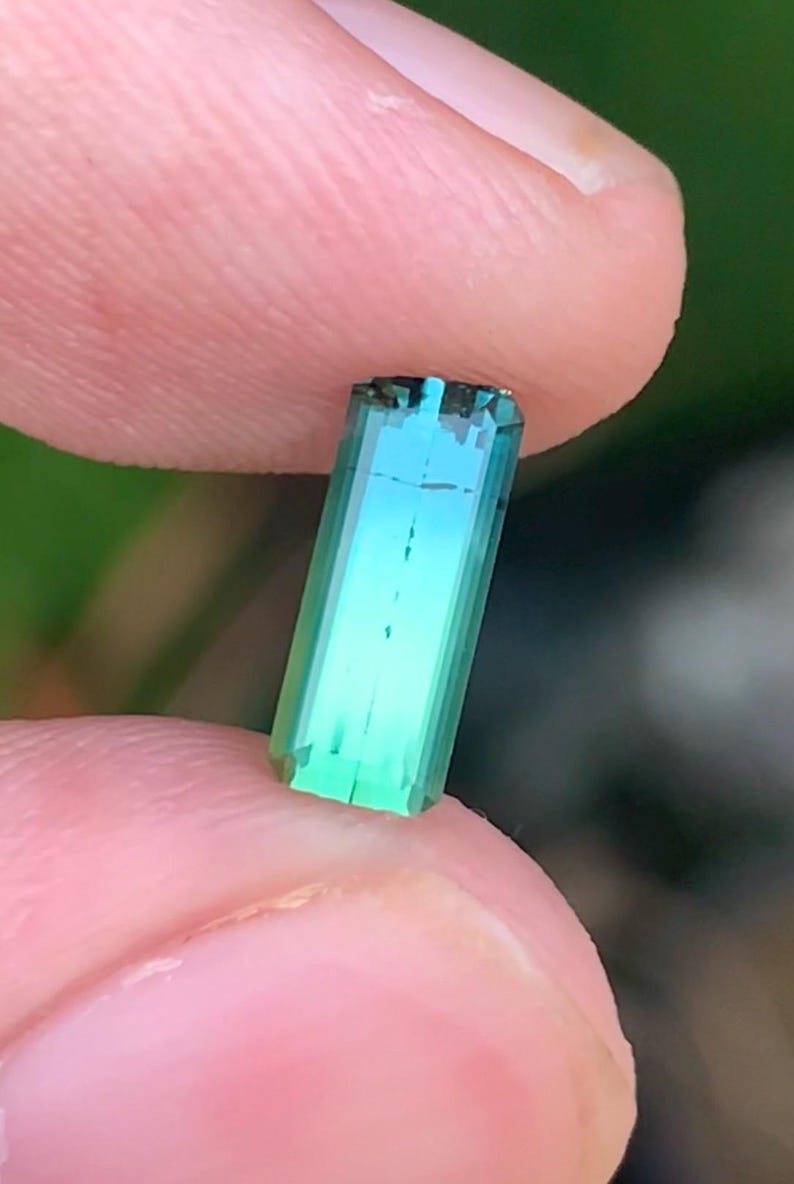 Bi-Color Tourmaline 0.95ct Faceted (rectangular) — Natural Blue & Green Gemstone - photo 4