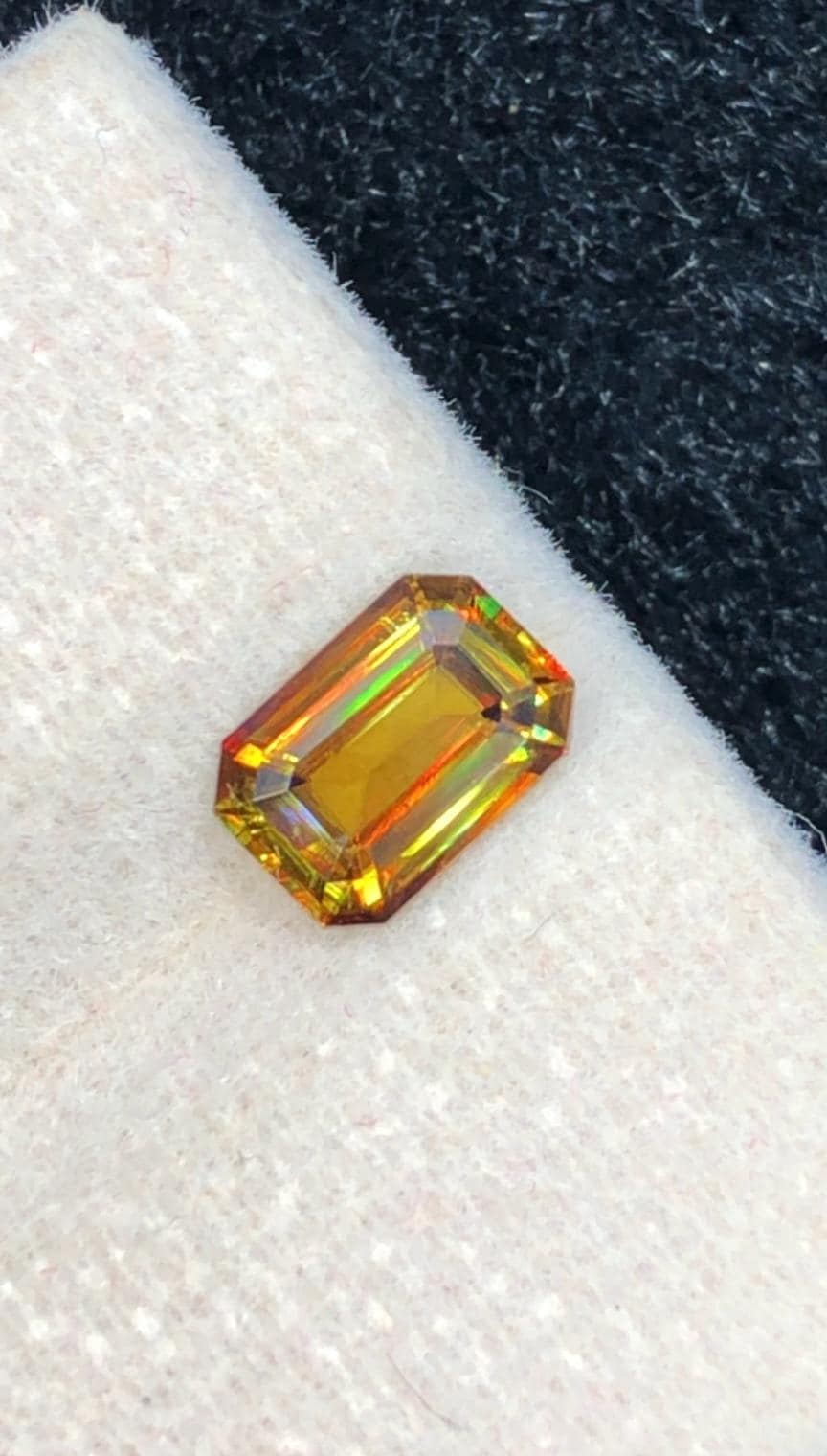 Sphene 1.10 ct Emerald Cut — Natural Yellow Fire Gemstone - photo 1