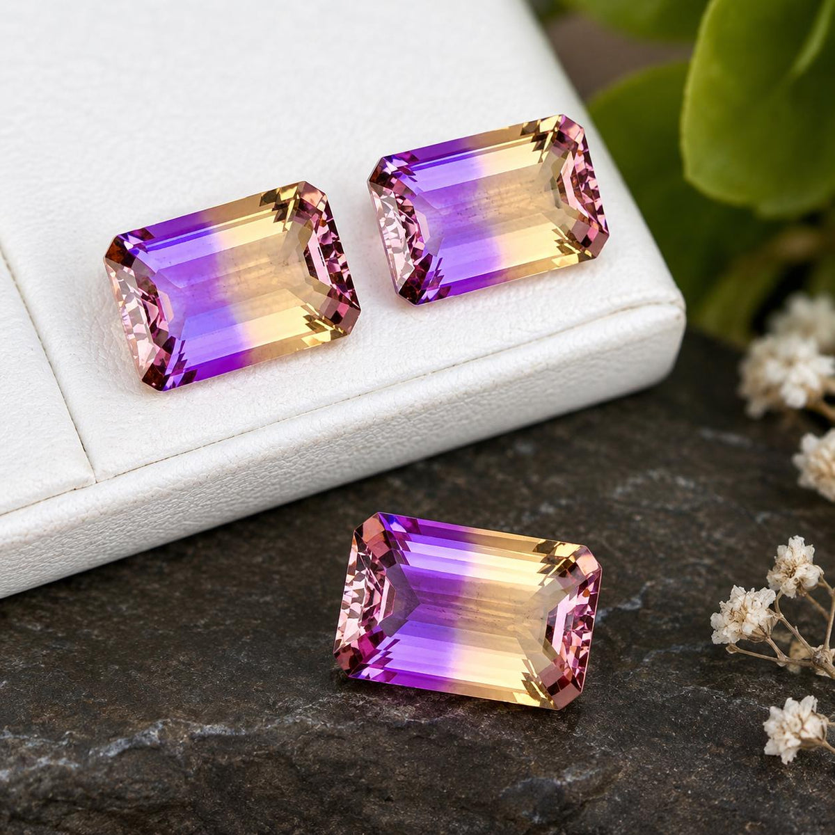Ametrine 11ct Emerald Cut — Natural Purple & Golden Yellow Gemstone - photo 1